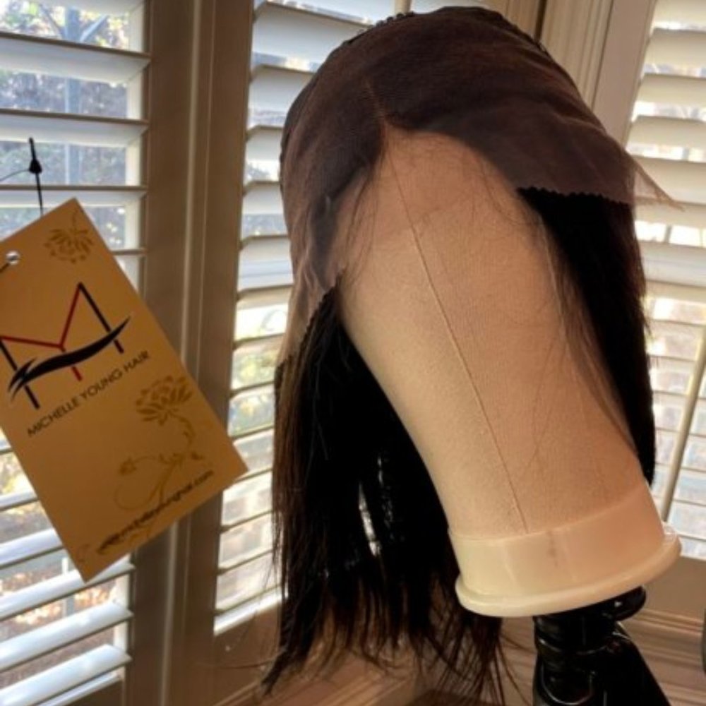 100% Human Virgin Hair Lace Front Wig-Straight 14"